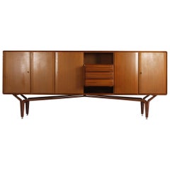 Galleria Mobili D''Arte Sideboard mit Tren und Schubladen aus Holz, Italien, 1950er Jahre