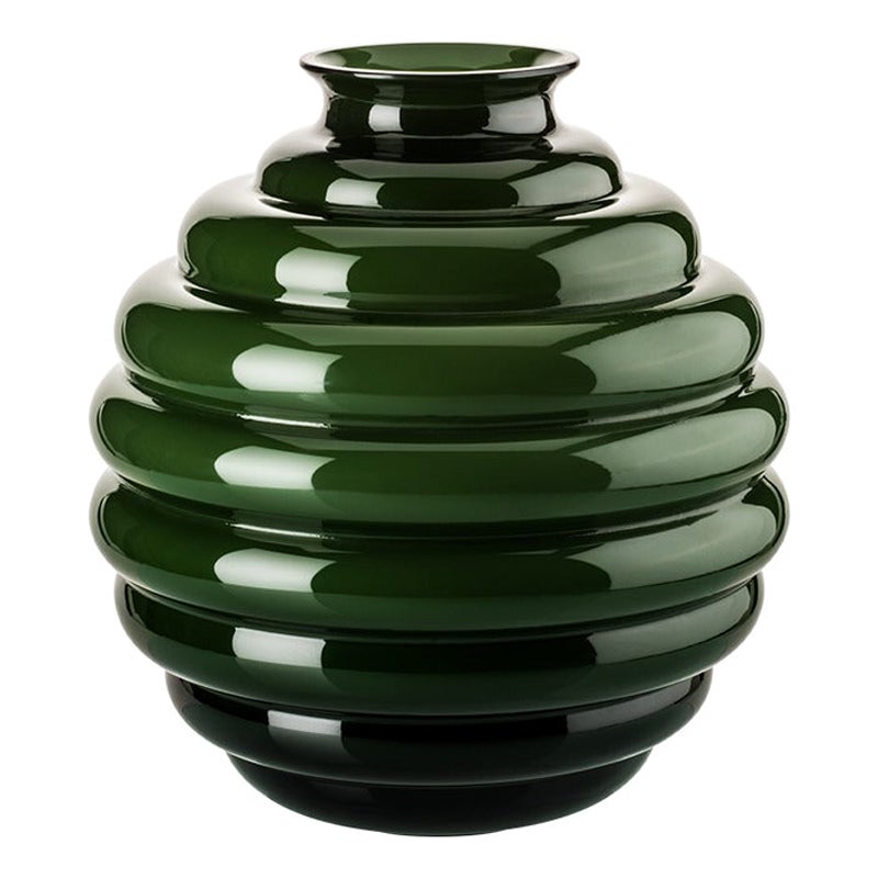 21st Century Deco Medium Glass Vase in Apple Green by Napoleone Martinuzzi For Sale