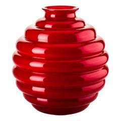 21st Century Deco Medium Glass Vase in Red by Napoleone Martinuzzi