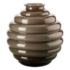 21st Century Deco Medium Glass Vase in Grey by Napoleone Martinuzzi