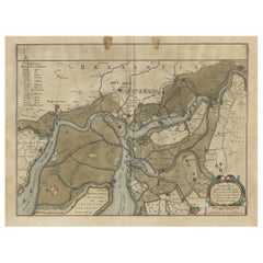 Antique Map of the region between Bergen op Zoom, Sandvliet, Hulst and Antwerp