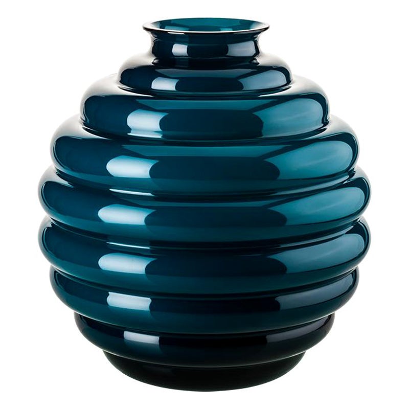 21st Century Deco Medium Glass Vase in Horizon by Napoleone Martinuzzi For Sale