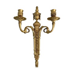 Vintage Brass Neoclassical Style Candle Sconce