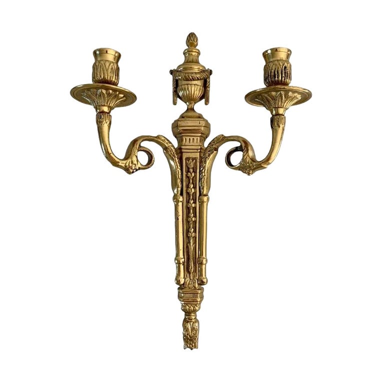 Vintage Brass Neoclassical Style Candle Sconce For Sale at 1stDibs