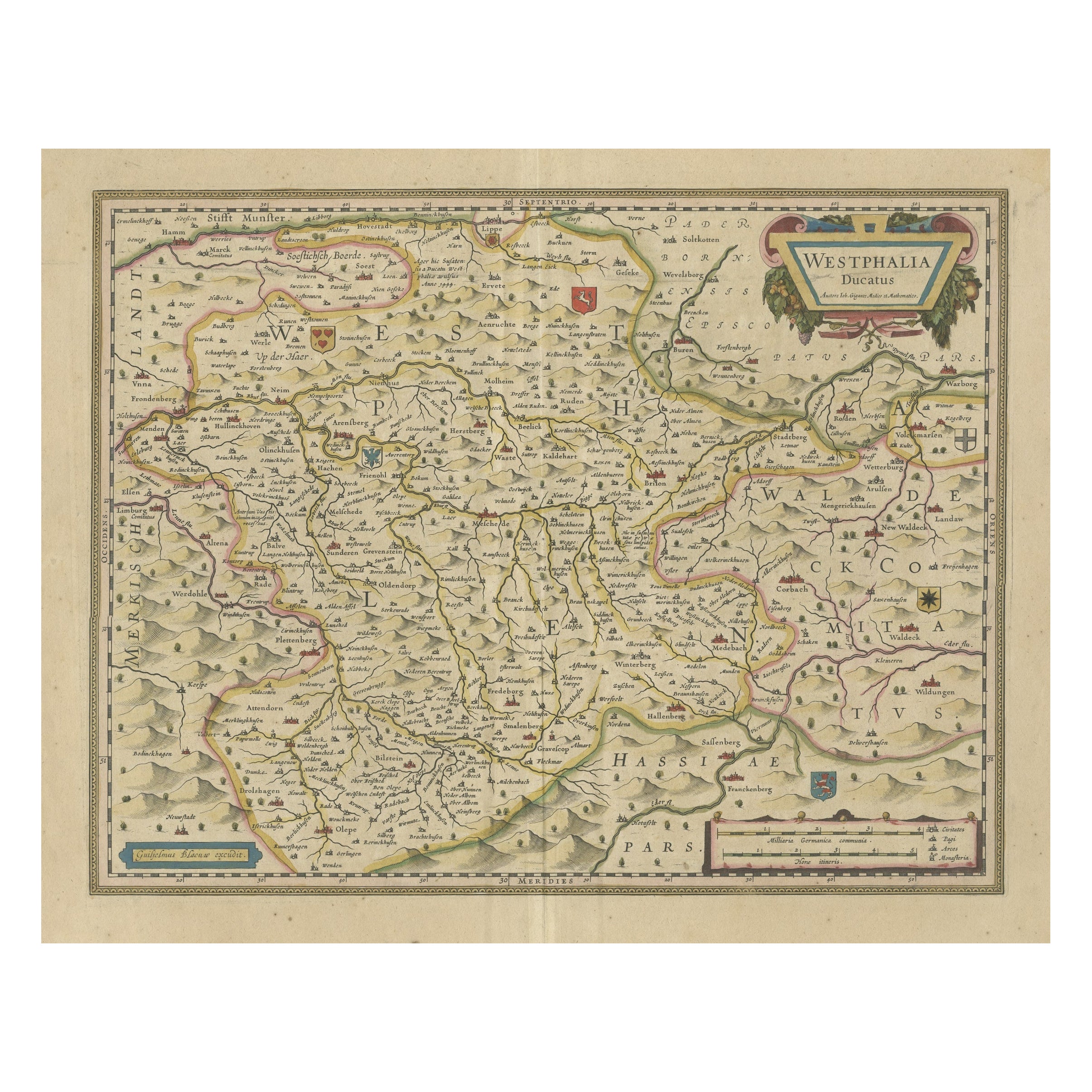 Antique Map of the Duchy of Westphalia, Germany For Sale