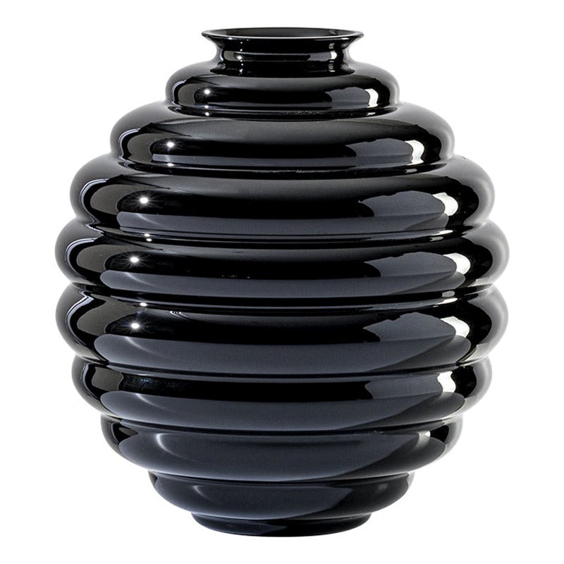 21st Century Deco Large Glass Vase in Black by Napoleone Martinuzzi For Sale