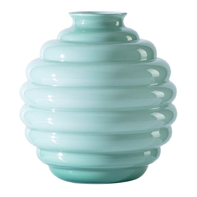 21st Century Deco Large Glass Vase in Green Rio by Napoleone Martinuzzi