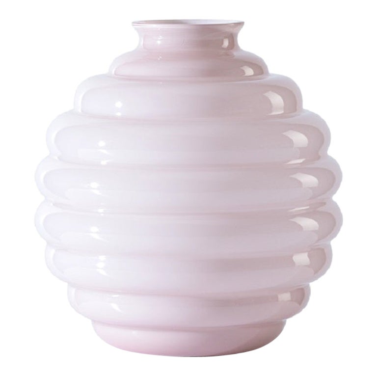 21st Century Deco Large Glass Vase in Rosa Cipria by Napoleone Martinuzzi For Sale