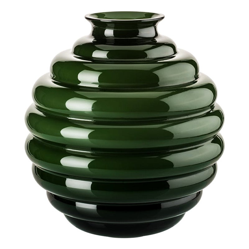 21st Century Deco Large Glass Vase in Apple Green by Napoleone Martinuzzi For Sale