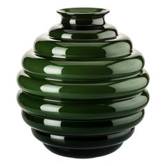 21st Century Deco Large Glass Vase in Apple Green by Napoleone Martinuzzi