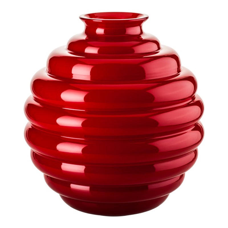 21st Century Deco Large Glass Vase in Red by Napoleone Martinuzzi For Sale