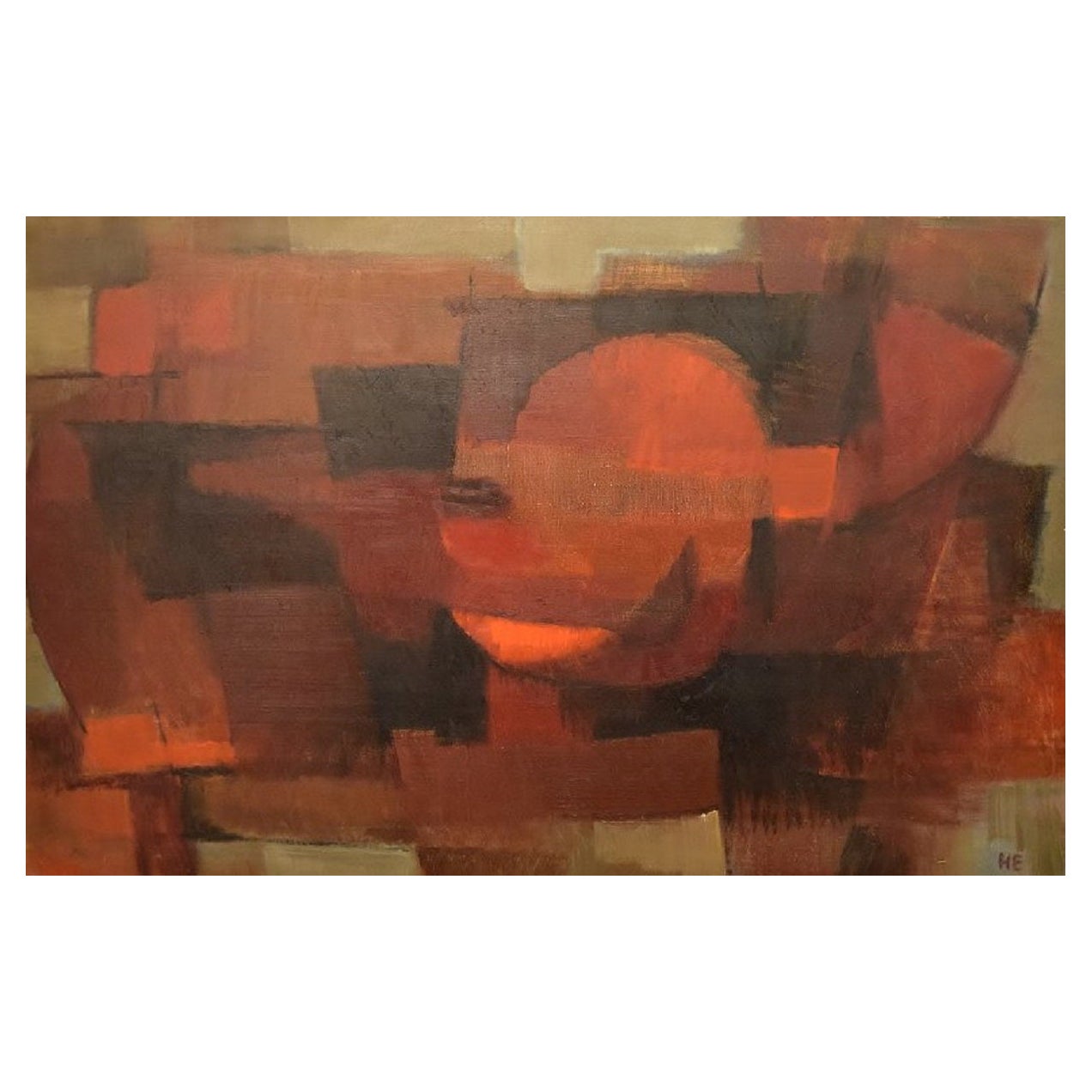 Helge Ernst '1916-1991', Olio su tela, Composizione astratta, anni '70