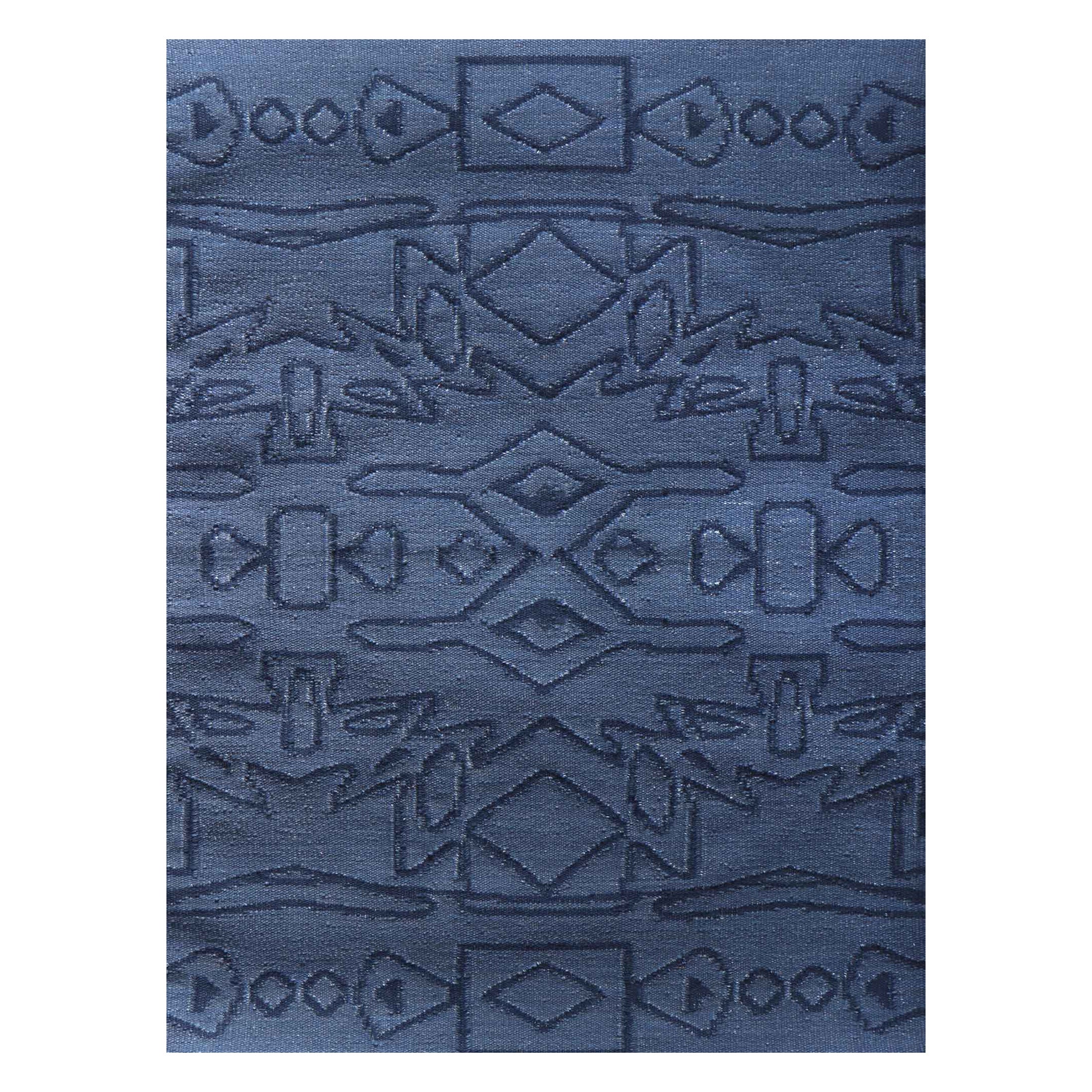 Eskayel, Akimbo, Indigo Inverse Flat-Weave Rug For Sale