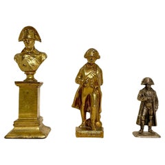 19th Century Gold-Silver French Set of Three Small Bronze Napoleon's Sculpture