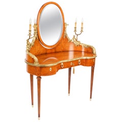 Antique French Ormolu Mounted Dressing Table & Mirror 19th Century