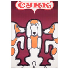 Antique Original 1969 Polish CYRK ‘Circus; Poster, Three Beagles by Gorka