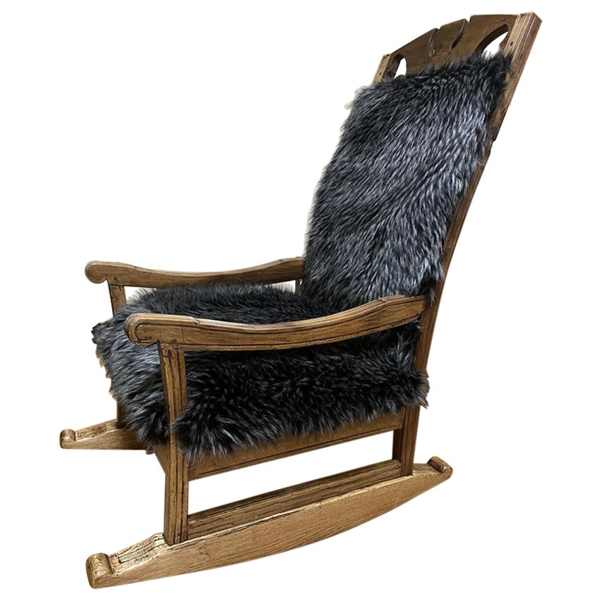 Chaise à bascule noire du XIXe siècle en vente