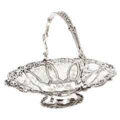 Antique Victorian Silver Plated Fruit Basket Martin Hall 19th Century