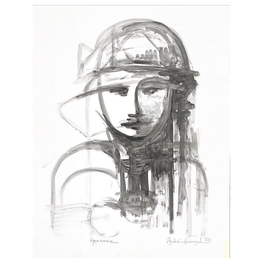 André Ferrand - Amazon Diluted ink on paper For Sale