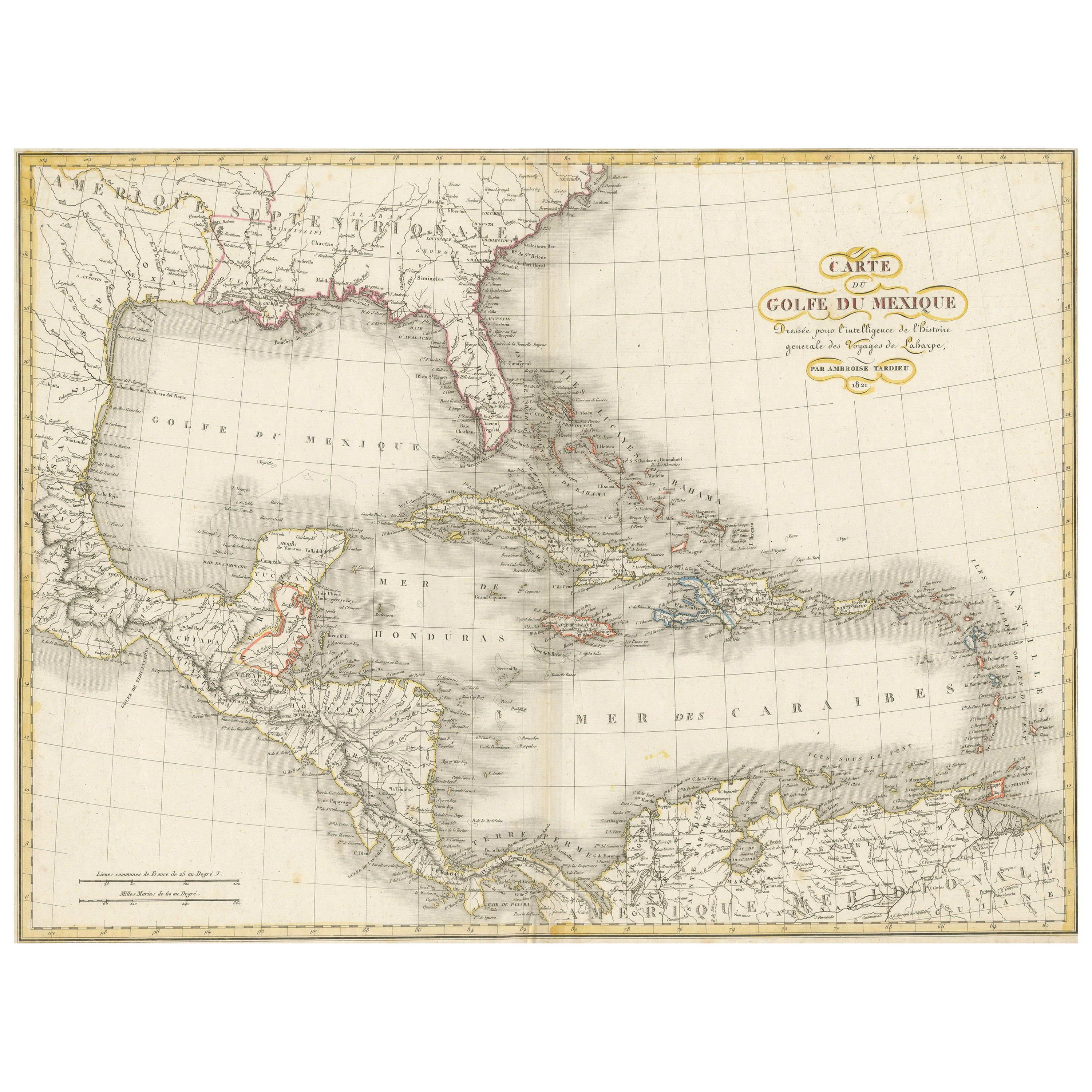 Antique Map of the Gulf of Mexico and all the islands of the West Indies