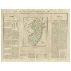 Original Used Map of the State of New Jersey Published in France