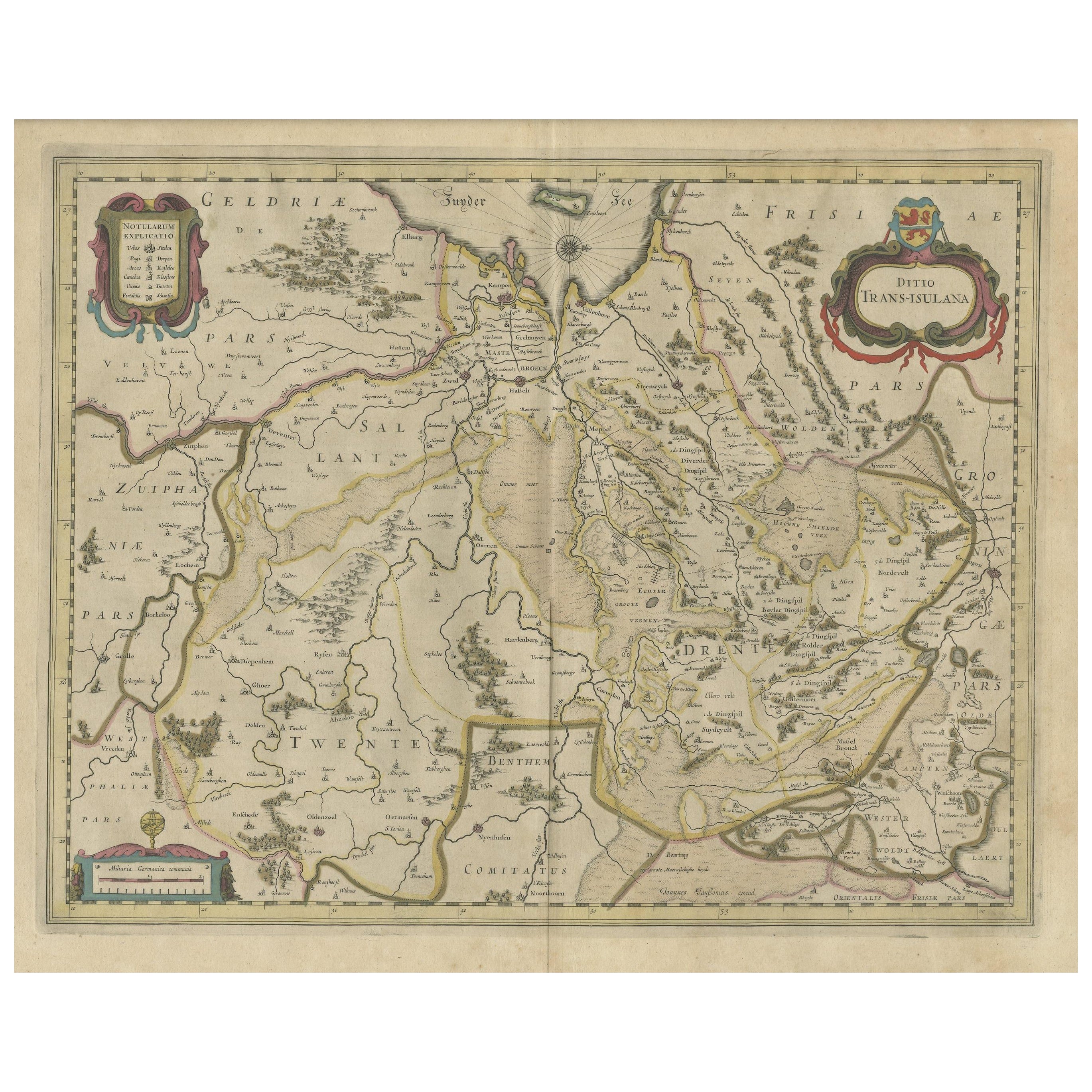 Antique Map of the Province of Overijssel, the Netherlands