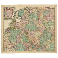 Rare carte de Theodore Danckerts des régions du Rhin inférieur et de la rivière Moselle