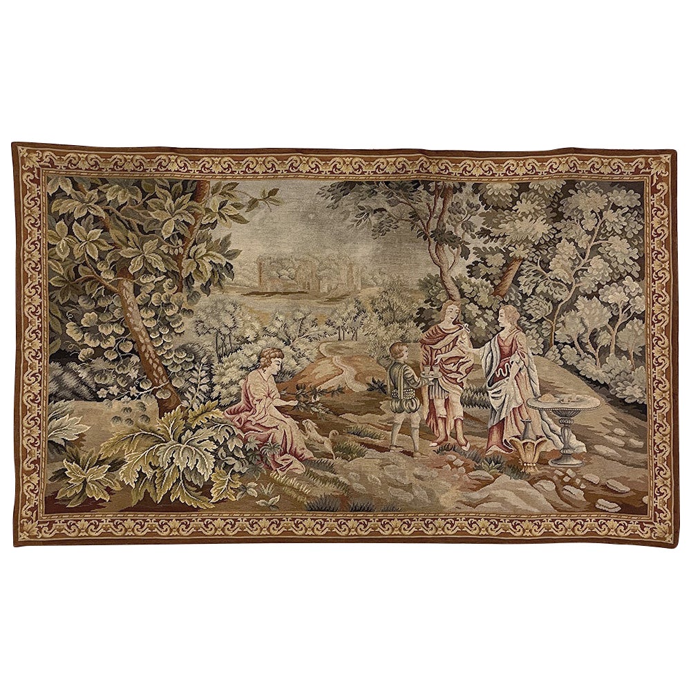 19th Century Flemish Hand-Knotted Romantic Tapestry For Sale
