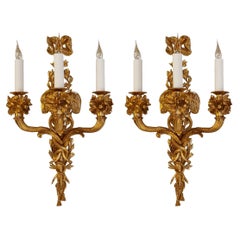 18th Century Pair of Wall lamp in Bronze 18K Gold from Delatour Lacarriere