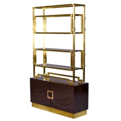 Vintage Romeo Rega Brass & Espresso Color Enamel Shelf Cabinet