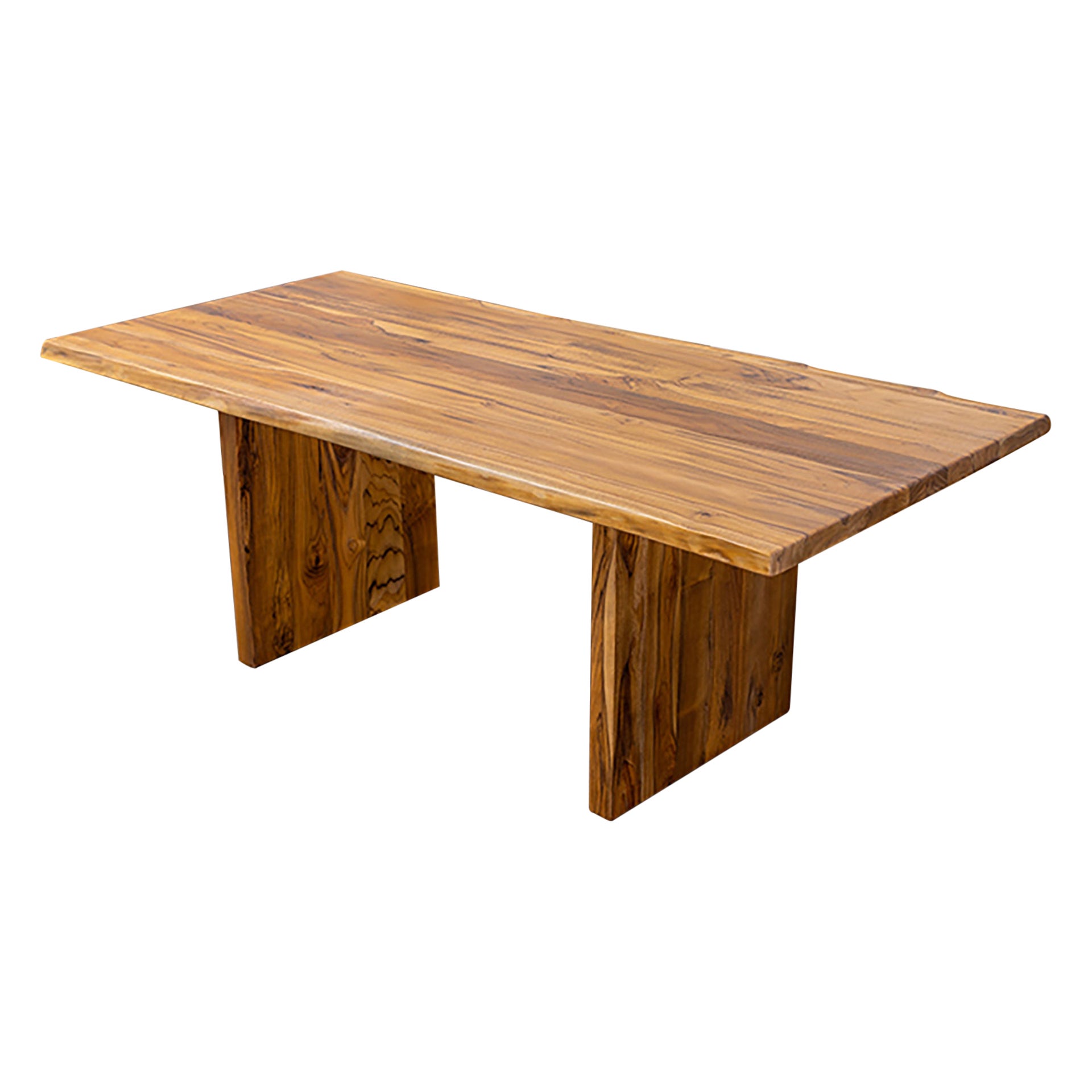 100% Solid Teak Dining Table for 8 with Natural Sandblasted Finish Live Edge Top For Sale