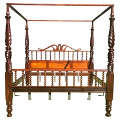 St. Croix Danish West Indies Mahogany King Size Four-Poster Bed, 19th Century