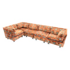 Milo Baughman Sectional Sofa with Jack Lenor Larsen Style Upholstery