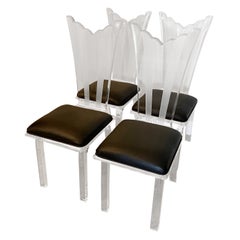 Set of 4 Vintage Scalloped Edged Lucite Dining Chairs Attrib. to Neal Small