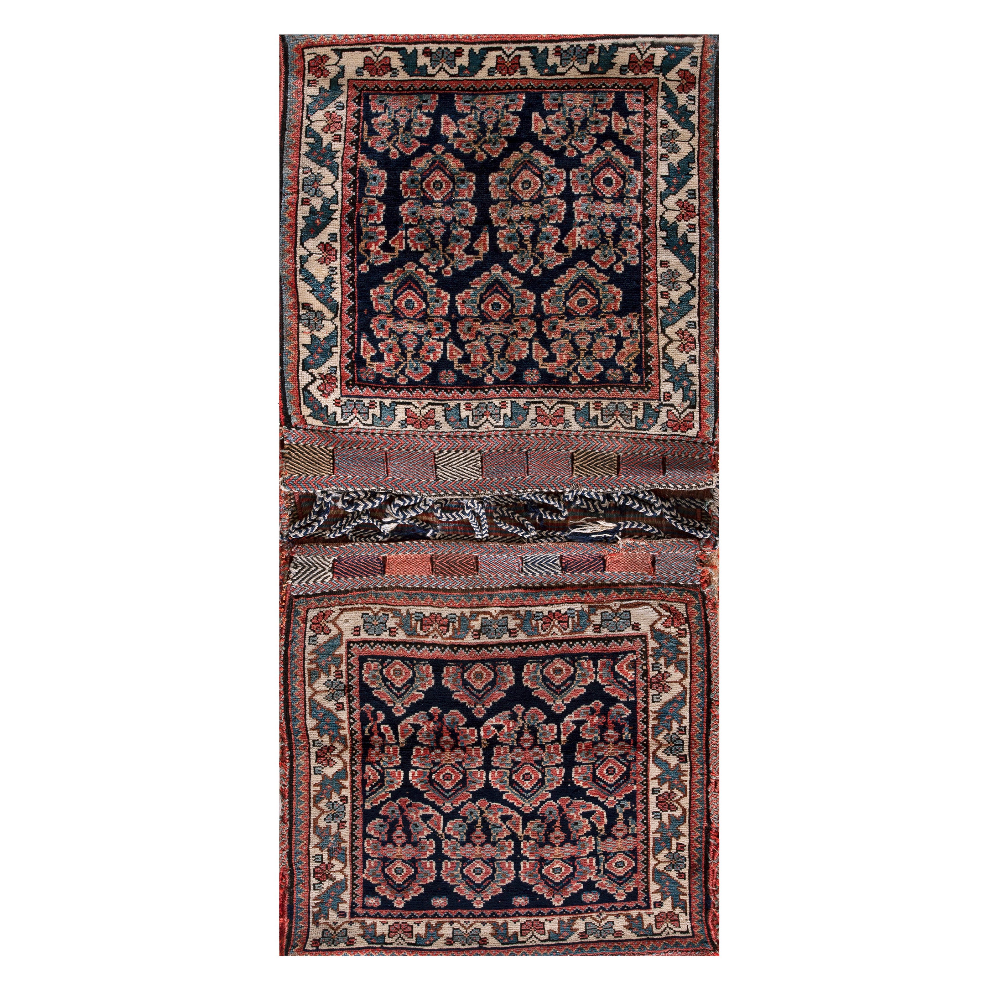 Late 19th Century S. Persian Afshar Saddle Bag Carpet ( 2' x 4'2" - 61 x 127 ) For Sale