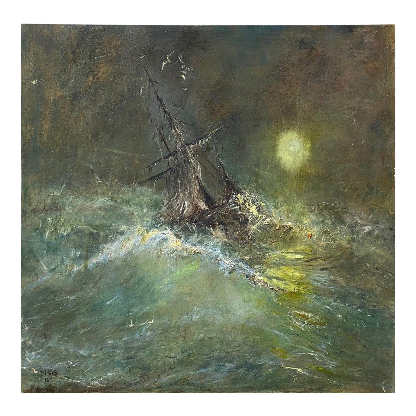 Helen Allois, huile sur toile originale, « Disappearances », signée, 2015