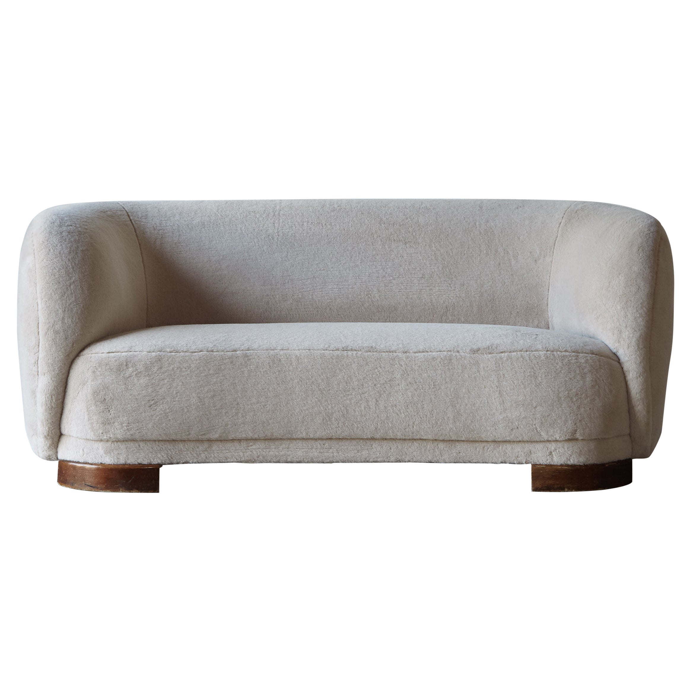 1940s Danish Cabinetmaker Sofa, Newly Upholstered in Alpaca