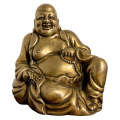 Chinese Brass Laughing Buddha, Budai, Shishou Mark, Qing Dynasty, China
