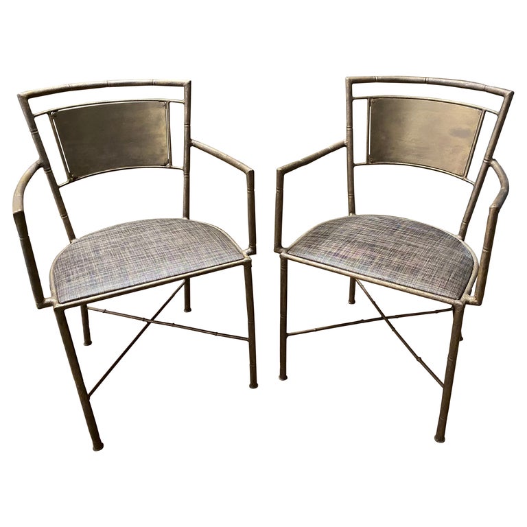 Pair of Gold Toned Garden Armchairs For Sale