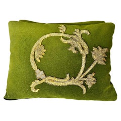 Pair of Appliquéd Green Velvet pillows