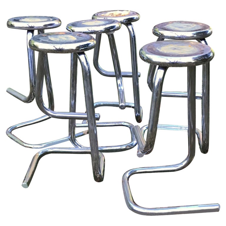 Chrome Bar Stools Paperclip Stools 1970s Stools For Sale at