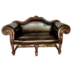 Antique 1900’s English Leather Tufted Sofa