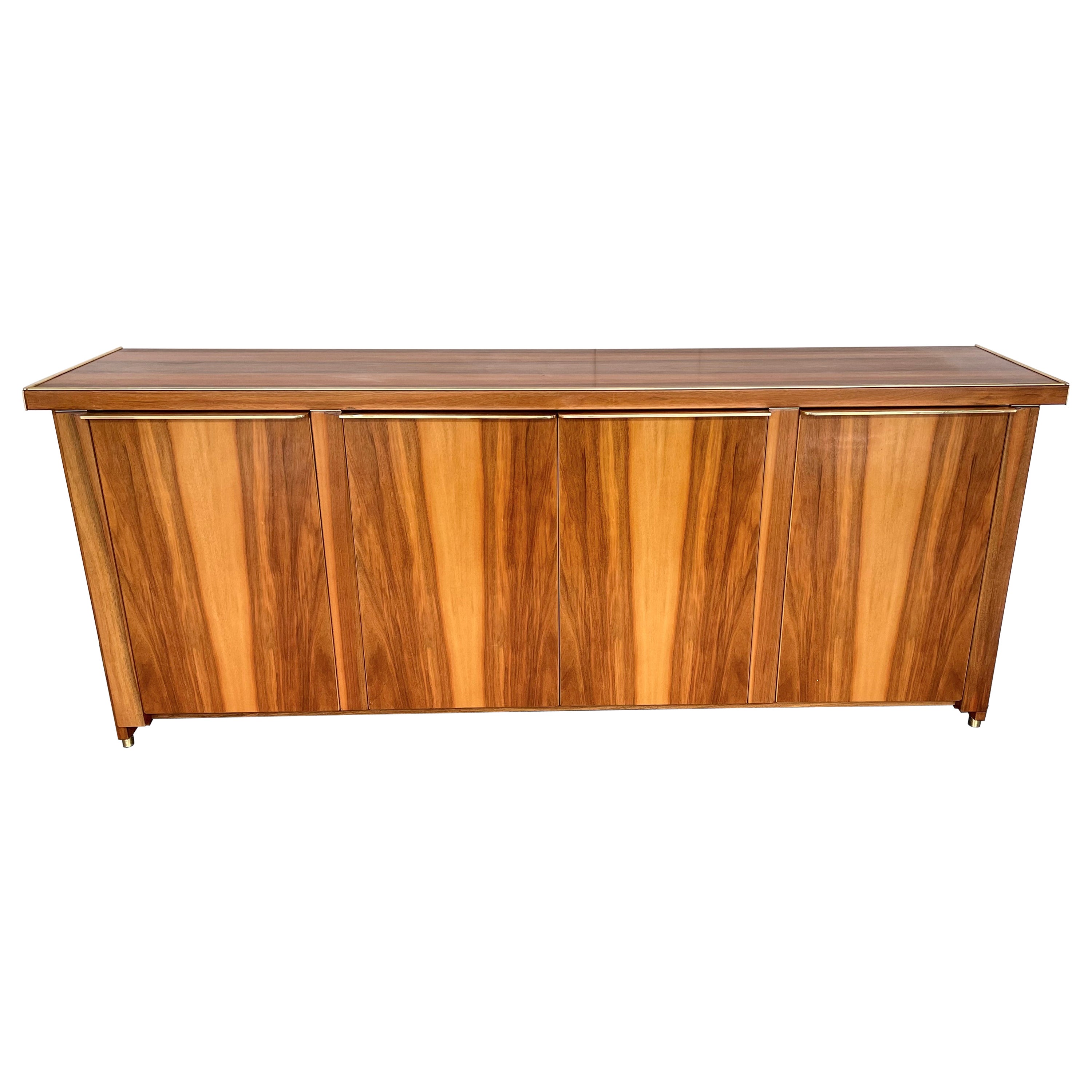 Sideboard aus Holz und Messing, Italien, 1980er Jahre