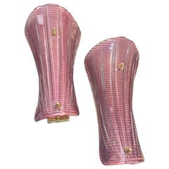 Pair of Mid-Century Modern Dark Pink Murano Glass Sconces