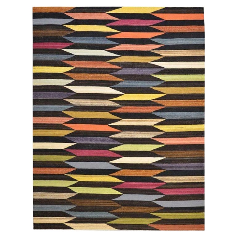 Handmade Contemporary Wool Kilim, Mazandaran Multi-Color Design. 2.70 x 1.90 m For Sale