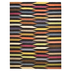 Handmade Contemporary Wool Kilim, Mazandaran Multi-Color Design. 2.70 x 1.90 m