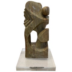 Organic Modern Marble Sculpture on Lucite Base, 1990s