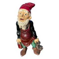 Gnome Festive Red And Green Lantern Sculpture "Keeper of Keys" 