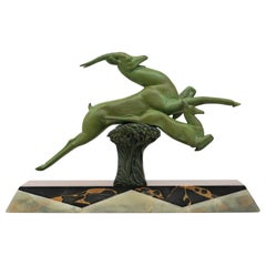 French Art Deco Bronze Gazelle Antelope Sculpture, ca.1925