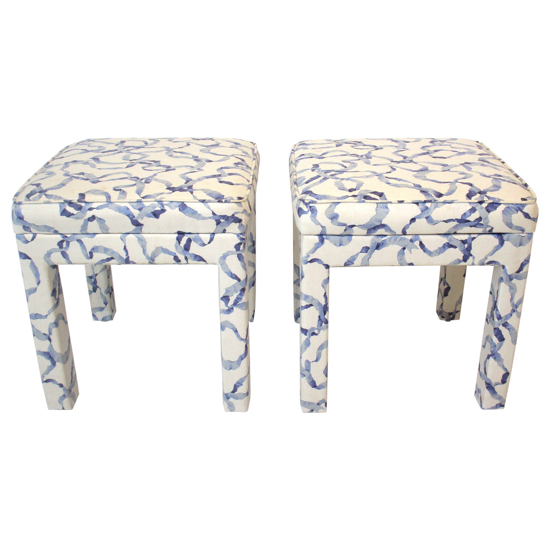 Mid-Century Upholstered Stools in the Style of Henredon For Sale